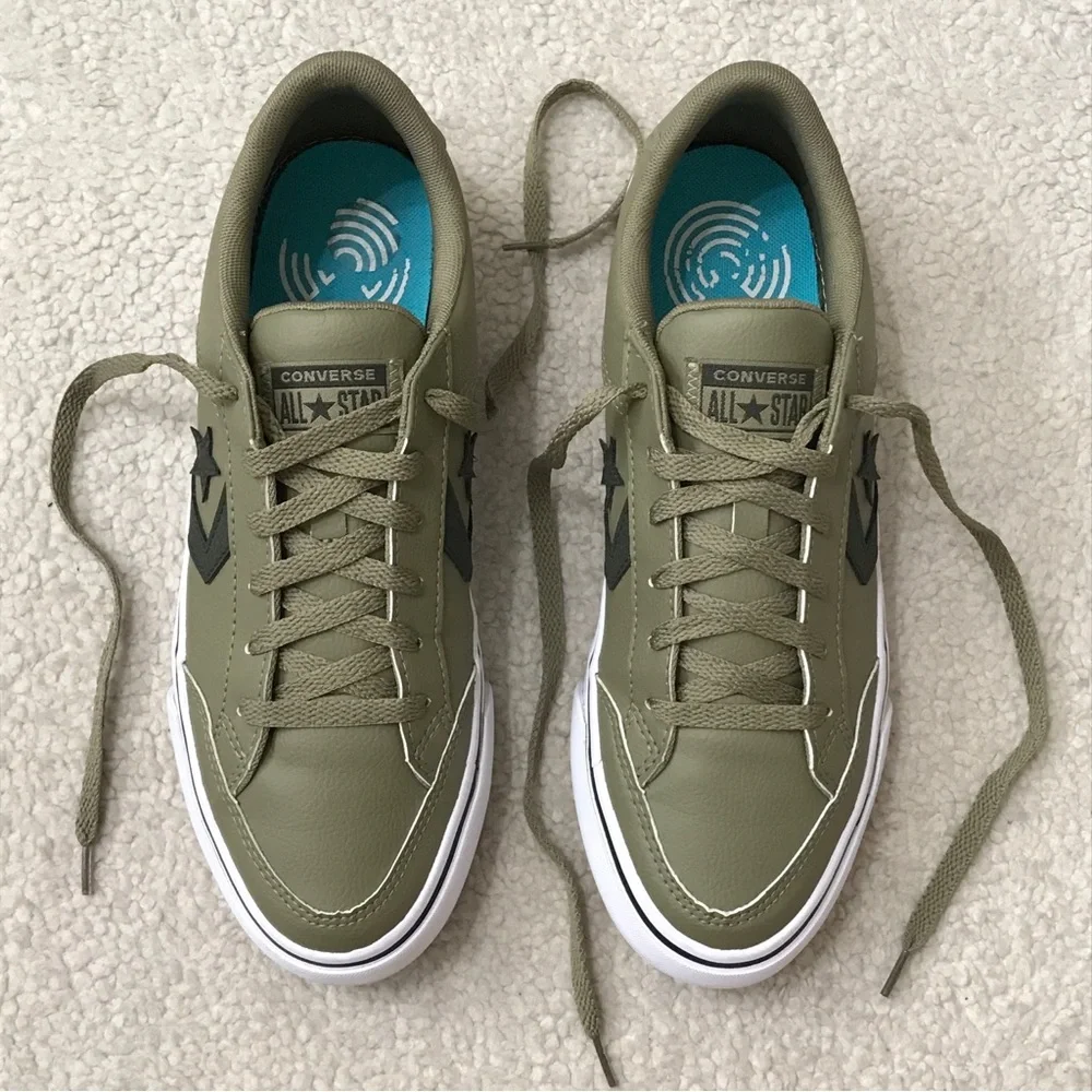 Converse Mens Olive Green Sneakers Faux Leather All Star Tobin Ox Size 8.5 - Picture 3 of 10